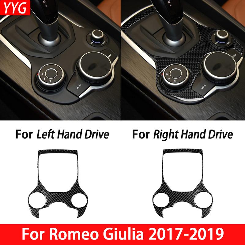 Real Carbon Fiber Cover Stickers Car Interior Accessories Gearshift Panel Automotive Suitable For Romeo Giulia 2017 2018