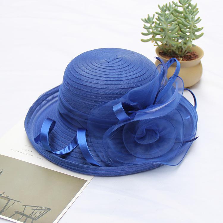 Sunscreen Sun Hat Organza Flower Mesh Sun Hat Spring And Summer Foldable Women'S Crimped Top Hat