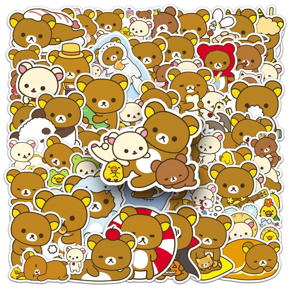50pcs Cute Rilakkuma Cartoon Graffiti Stickers Suitcase Stationery Laptop Computer Guitar Cell Phone DIY Decorate Decals
