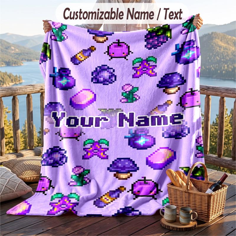 Custom Text Flannel Throw Blanket, Lightweight Cozy Bed Sofa BlanketStardew Valley