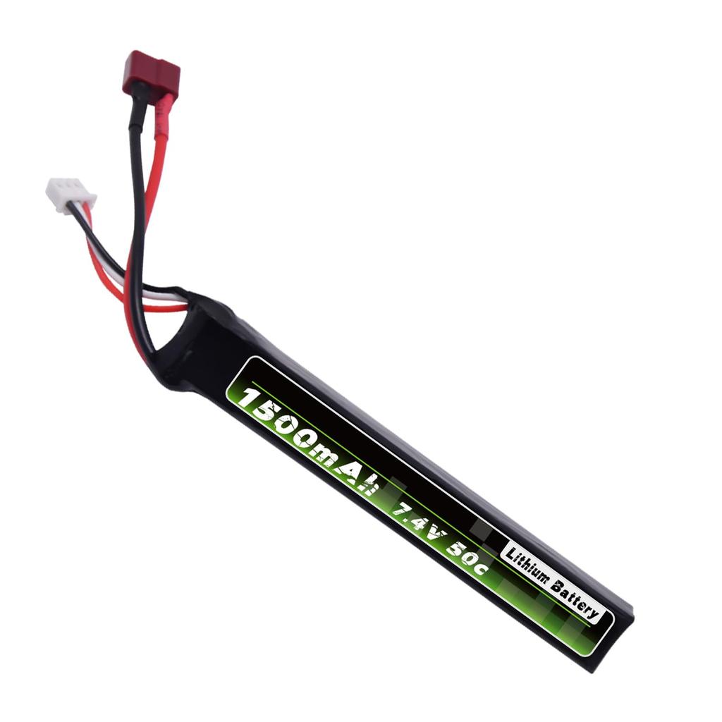 MINSHI Celeb 7.4v 1500mAh 2S 50C LiPo Battery with T-Plug for RC Cars, Trucks, Helicopters, FPV Drones, etc., 1201717mm [Includes 2.5cm x 30cm