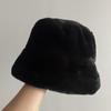 Thick Plush Berets Faux Rabbit Fur Fisherman Hat Women Autumn Winter Warm Thickened Bucket Hats Panama Plush Basin Cap Beanies