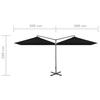 Double Sun Umbrella with Steel Pole 600 x 300 cm Black