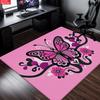 Pink Butterfly Floral Area Rug, Non-Slip Soft Carpet for Living Room Bedroom, Cute Cartoon Decorative Floor Mat for Kids Room