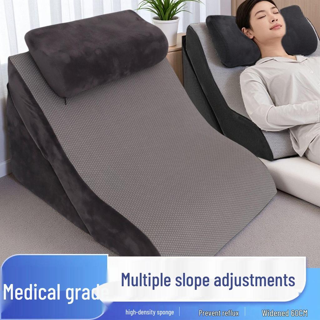 Removable Washable Linen Triangular Cushion for Elderly High-Density Anti-Reflux Bedside Backrest