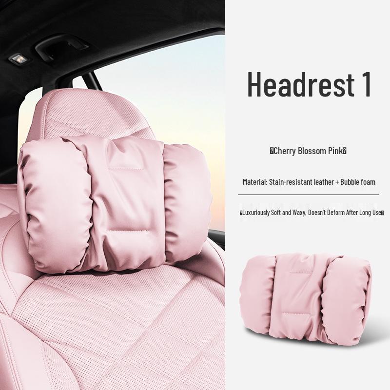 Luxury Leather Car Neck & Lumbar Support Pillow Set