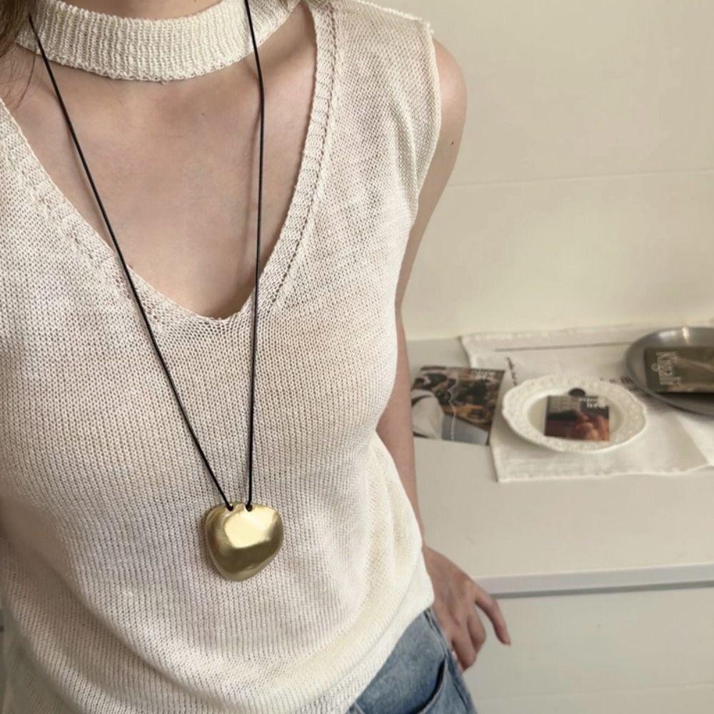Gold Silver Irregular Necklace Minimalist Long Sweater Chain Fashion Geometric Pendant  Women Girls