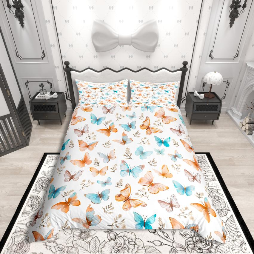 

Homewish Kawaii Butterfly Duvet Cover Set,Girls Pink Comforter Cover Set,Fairy Tale Theme Bed Set For Girls Teens DE XS 100x135cm 2pcs&set