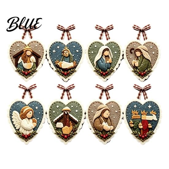 Creative Needlepoint Project Pendant Craft DIY Hand Sewing Kit Felt Heart Stitched Christmas Supplies Animal