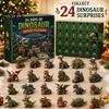 Dinosaur Themed Christmas Decor Advent Calendar, 24Pcs Acrylic Ornament Set with Cute Daily Holiday Anticipation Gift Dino Figures, Countdown Box, for