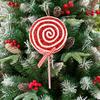 Sweet Christmas Tree Pendant Candy Cane Lollipop Christmas Ornament Red White Sparkling Candy Model for Home Party Deco