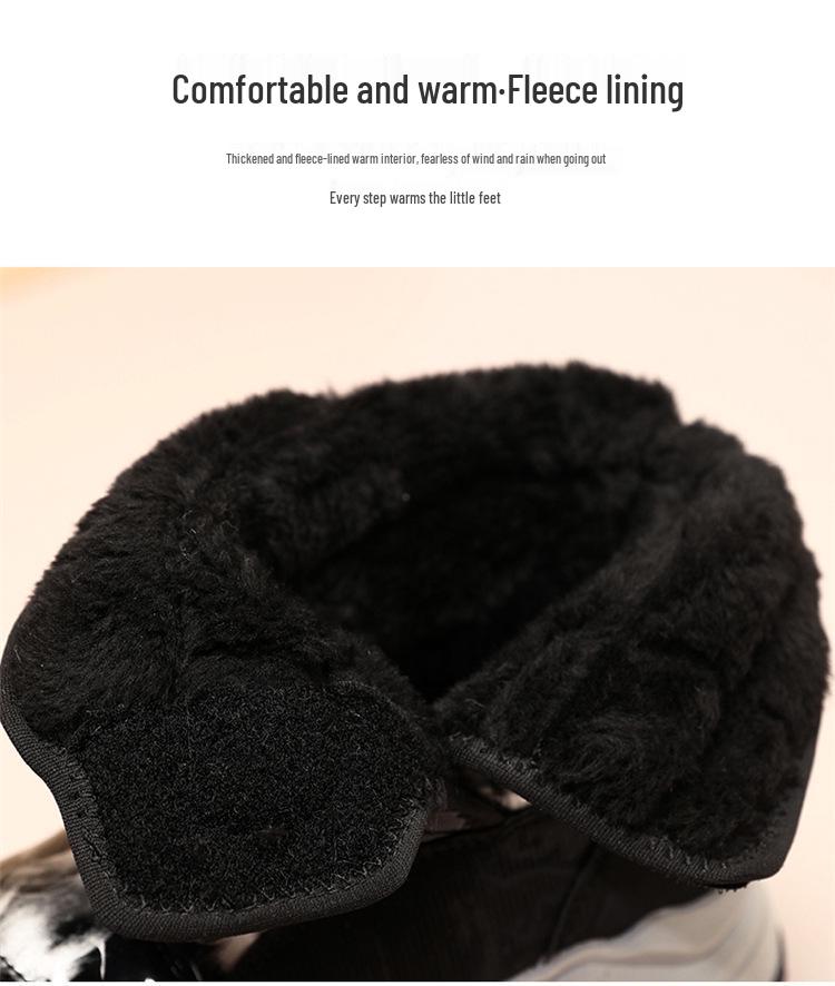 Girls' Winter 2024 Mid-Calf Snow Boots, Thick Cotton, Non-Slip, Wear-Resistant In Black or Blue