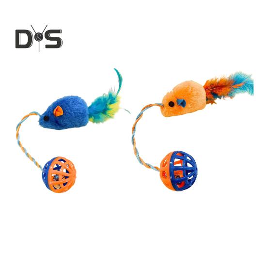 Interactive Cat Mouse Toy with Bells Simulation Plush Mouse Cat Chew Toy Fuzzy Cat Mice Bell Toy for Indoor Cats