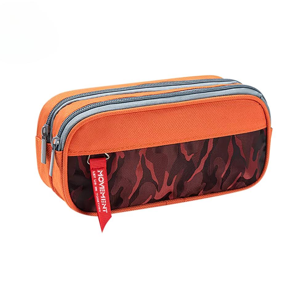 

Double Zipper Camouflage Canvas Pencil Case Boys Girl Pencil Bag School Stationery Bag Student Supplies Pen Case Storage Bags красный