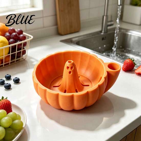 Rotating Berry Strainer Basket Self Spinning Washing Bowl Halloween Ghost/Pumpkin Swirl 3D Kitchen Gadget for Healthy Living Printed Fruit Vegetable