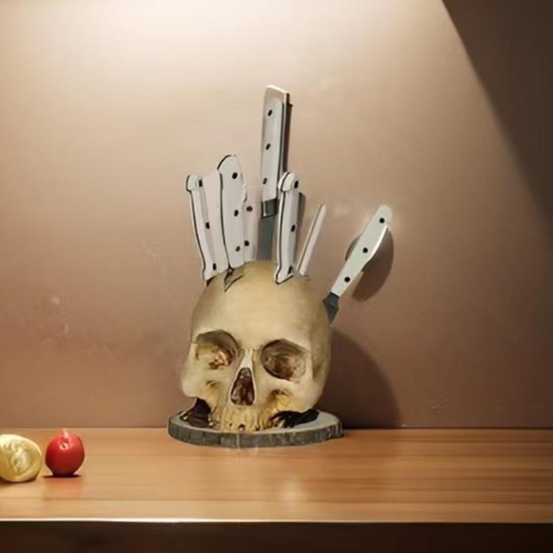 Halloween Decoration Skull Bone Statue Sculpture Cutter Holder Festival Desk Decors Holiday Ornament Skeleton Stand Dropshipping