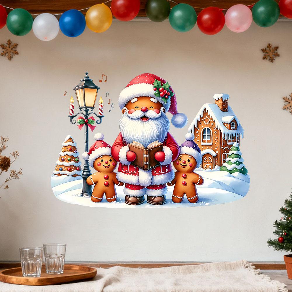 Removable Santa Gingerbread Man Wall Sticker for Living Room, Bedroom, or Glass Windows SD94