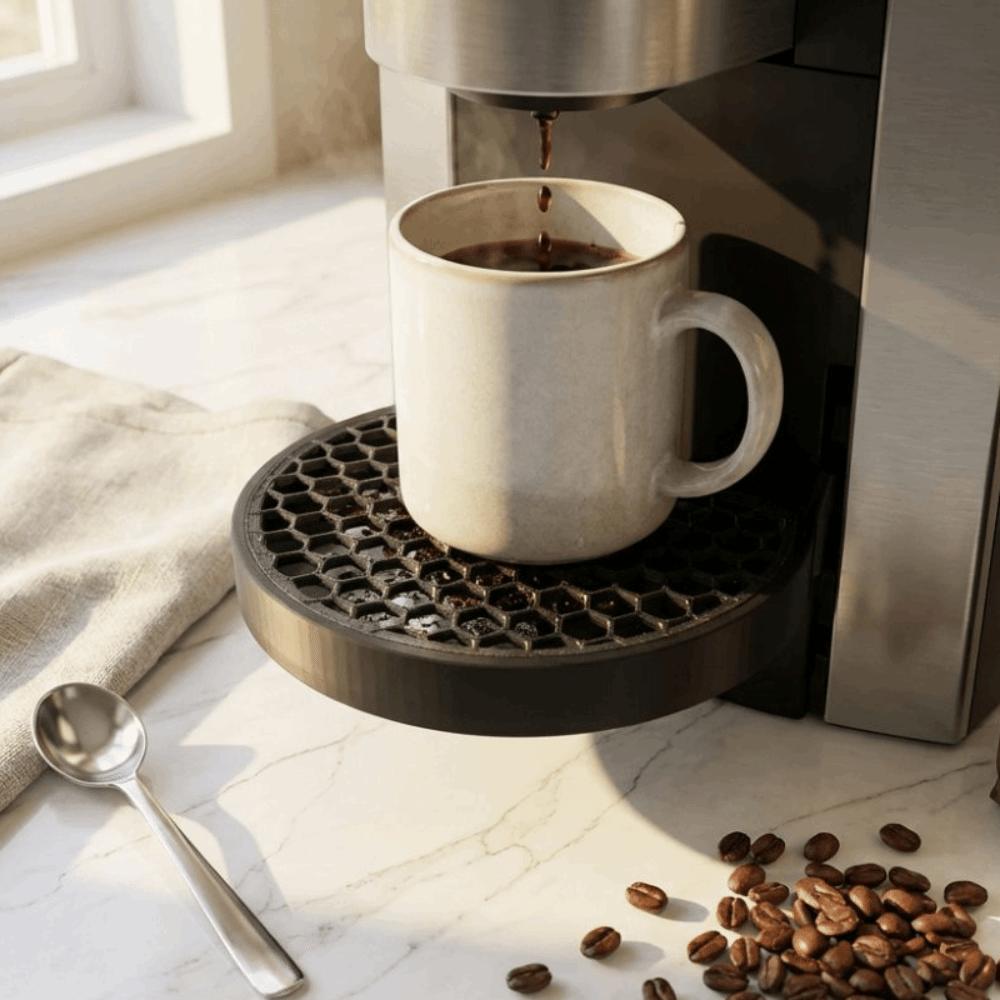 Honeycomb Hole Coffee Machine Drip Tray Black Plastic Anti Slip Coffee Machine Cup Rectangular Universal Cup Support Bowl