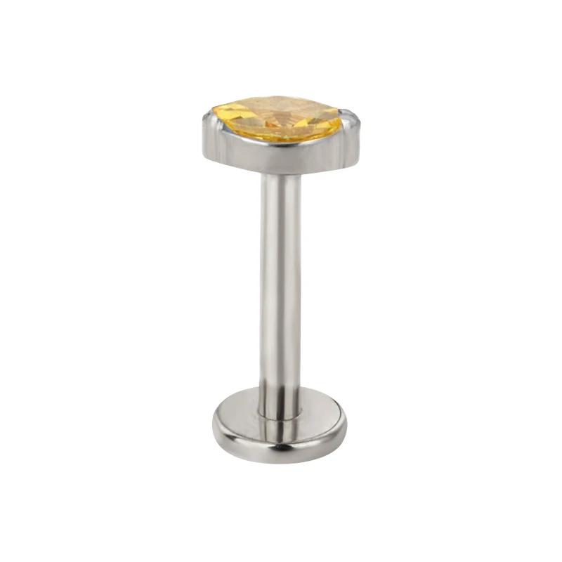 ASTM F136 Titanium Marquise Crystal Labret ear Stud CZ Paved Cartilage Tragus PIERC Earrings Lip Ring Stud Helix Piercing Jewelr