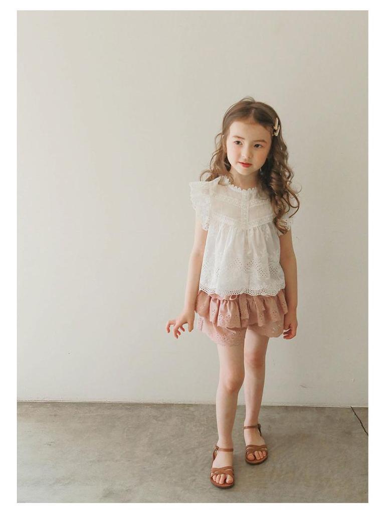 Girls' Lace Skirt Shorts - Lightweight Summer Cotton for Ages 3-10