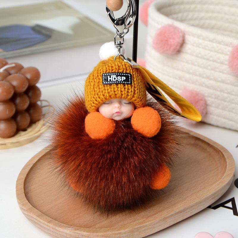 Echter Fuchs Haarball Schlafpuppe Anhänger Plüsch Schlüsselanhänger Accessoires Fell Geschenk Schmuck