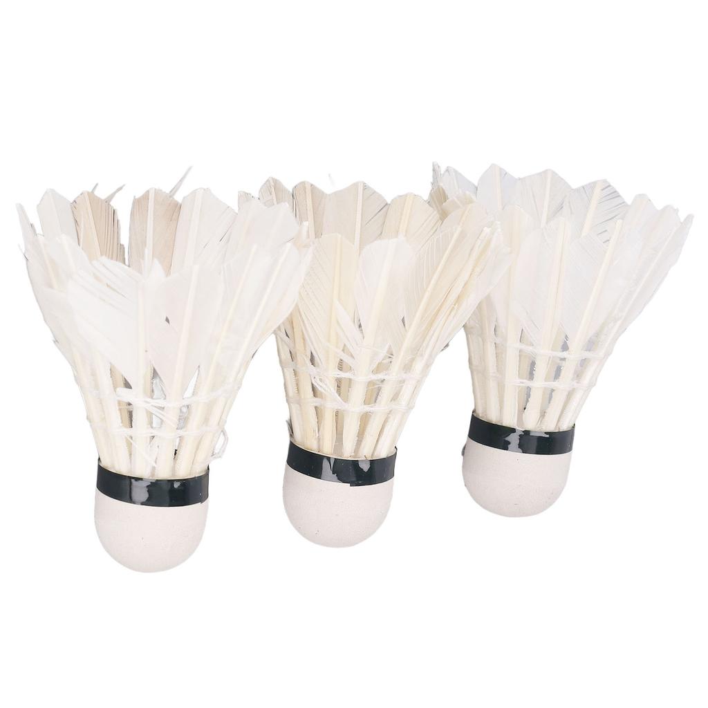 3pcs Goose Feather Badminton Professional Stable Durable White Shuttlecocks for Indoor Outdoor Sports