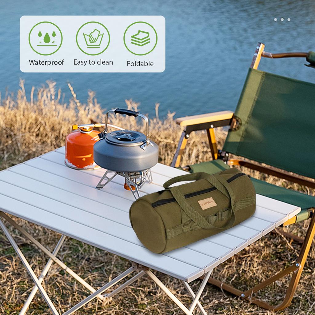 SUNDICK Tent Stake Tool Bag Portable Canvas Tent Wind Rope Buckle Handbag Large Capacity Lightweight Breathable Camping Supplies