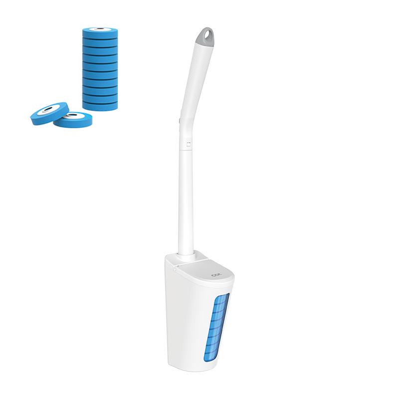 Disposable Wall-Mounted Bathroom Cleaning Brush with Replacement Heads