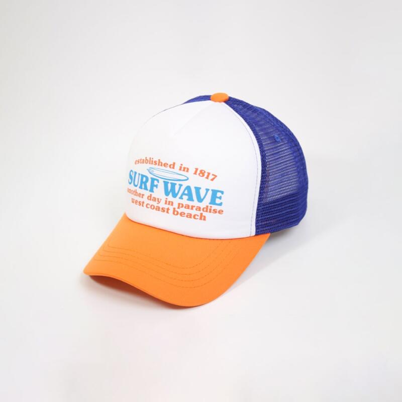 Cool Daily Surfer Wave Mesh Cap Summer Ball Cap Black/White
