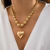 DIEZI Punk Big CCB Heart Pendant Necklace For Women Wedding Party Gift Simple Fashion Plastic Beads Choker Necklace Jewelry