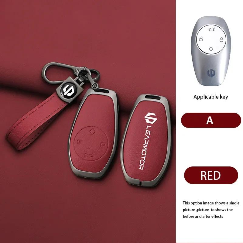 Zinc Alloy Leather Car Remote Key Case Cover For Leapmotor C16 C11 C10 C01 T03 S01 Type Protector Shell Keychain Accessories