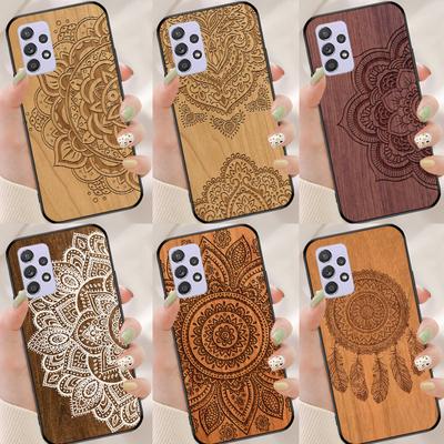 Mandala Floral Wood Phone Case For Samsung A51 A71 A50 A70 A20e A21S A10S A20S A12 A32 A42 A52 A72 A52S Cover