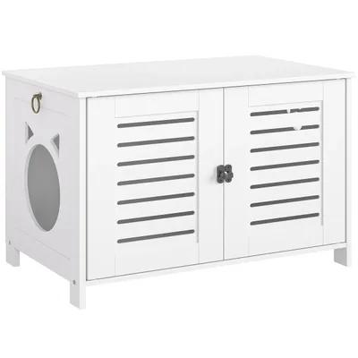 Hoobro White Cat Litter Cabinet