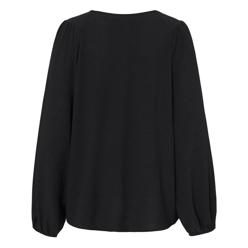Women Autumn Solid Color Round Neck Pullover Loose Long Sleeve T Shirt Top