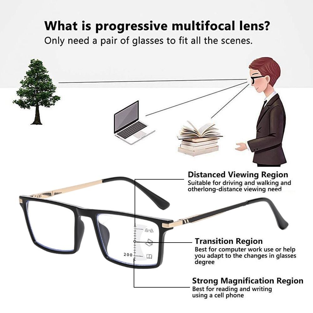 Photochromic Anti-Blue Light Reading Glasses Blue Ray Blocking Hyperopia Glasses  Office