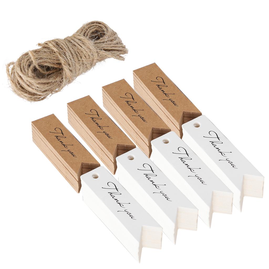 400Pcs Thank You Tags with String Kraft Paper Cards Gift Tags White Brown Craft