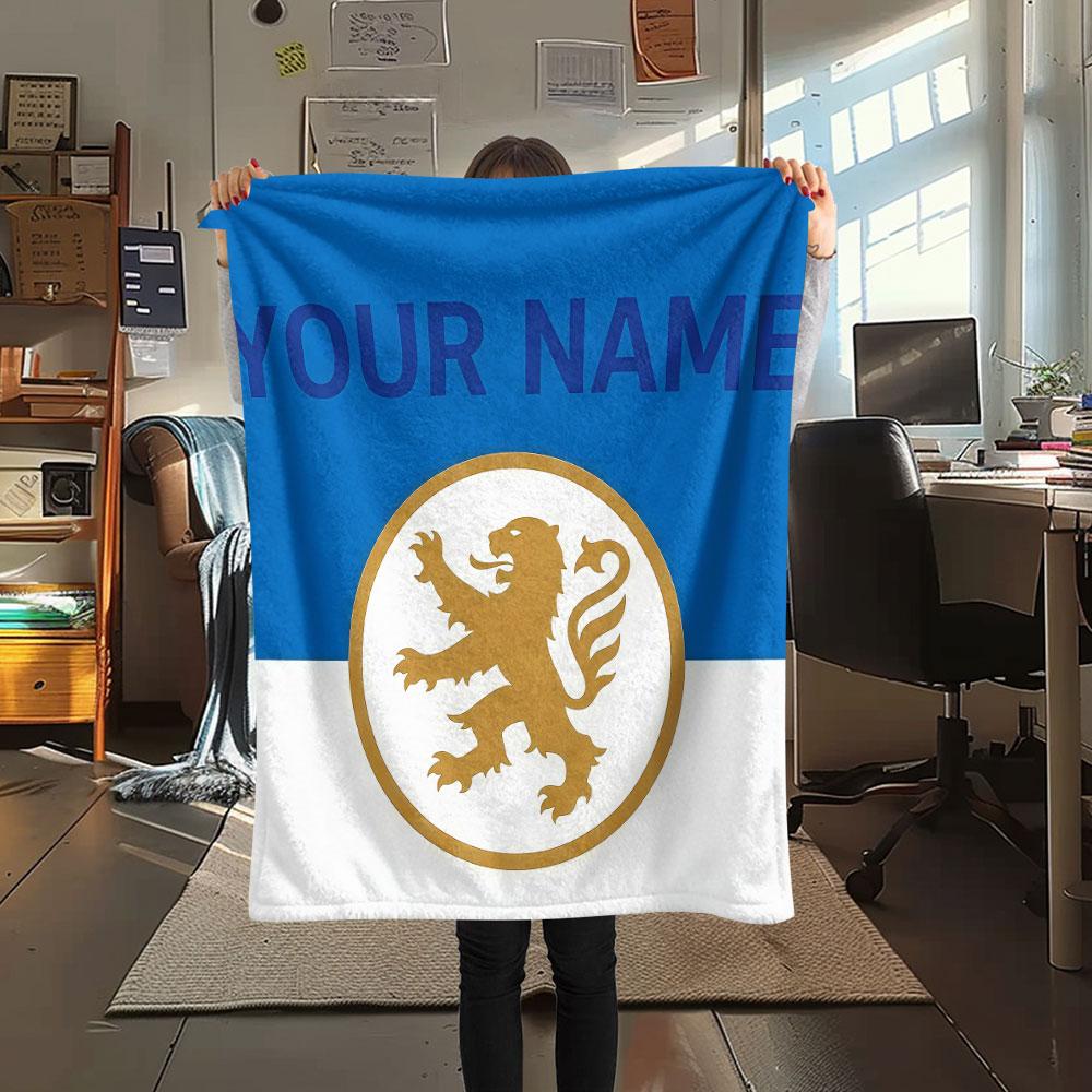 Custom Name,Olympique Lyonnais Printed Flannel Blanket, soft throw for bedroom sofa, washable, Christmas present, great gift.