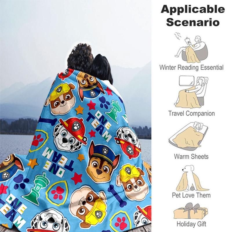 1pc Blanket Paw Patrol characters Print Design, Lightweight Blanket for Sofa, Bed- Soft &Warm, Gift for All Seasons like Christmas, Halloween