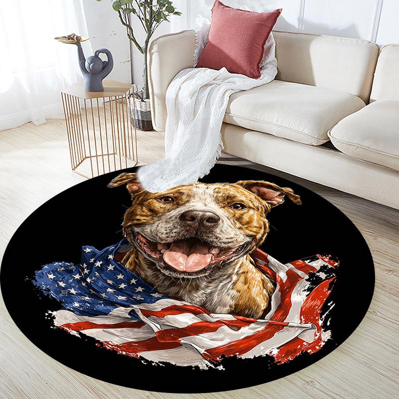 Black Pit Bull pattern round rug,Carpet Rug for Living Room Bedroom Playroom ,Non-slip Floor Mat,Holiday Gifts and Birthday Gifts.