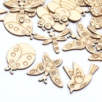 20 stuks Mix Lieveheersbeestje/Bij/Vogel/Vlinder Houten Schijven Versieringen Hout DIY Knutselen Scrapbooking Voor Handgemaakte Woondecoratie Benodigdheden