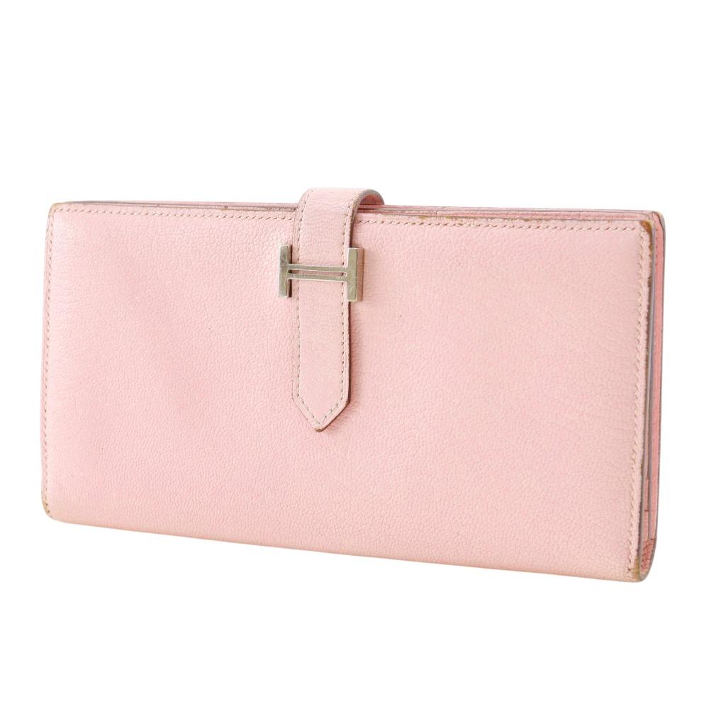 HERMES Beance fleet Purse pink leather Women Used