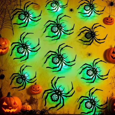 Yousheng 8/12 Stück Halloween LED Licht Wandaufkleber Hohl Gruselige Fledermaus Kürbis Spinne Nachtlicht Feiertagsparty Heim Büro Wanddekoration Aufkleber