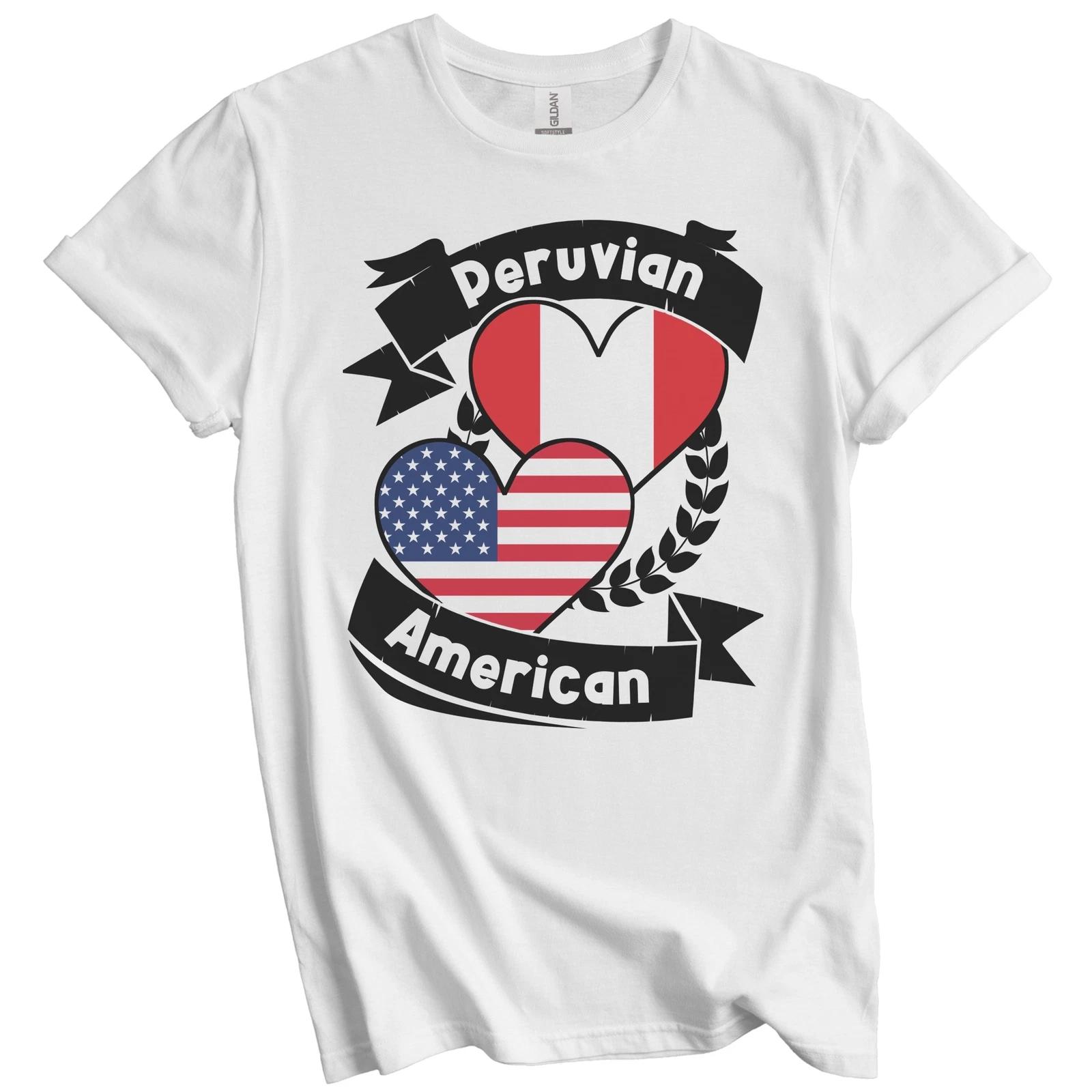 Peruvian American Hearts USA Flag Peru Flag T-Shirt 2XL