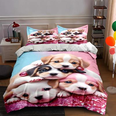 Puppies Resting Together. Bedding Duvet Cover Sets Duvet Covers Pillowcases Gifts (1 * Duvet Cover 2 * Pillowcases, Without Duvet Insert)