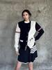 Autumn/Winter Unisex Double Sleeve Cotton Cardigan – Red, White & Blue Color Block with Five Buttons