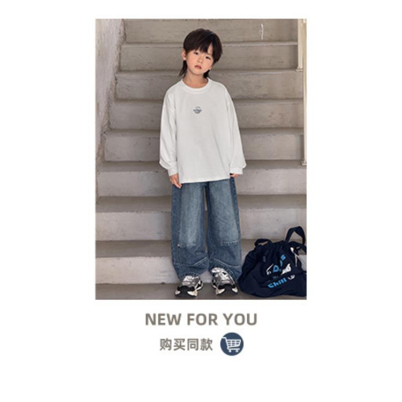 Boys Children Casual Loose Long Sleeve Cotton T Shirt Kids Tops