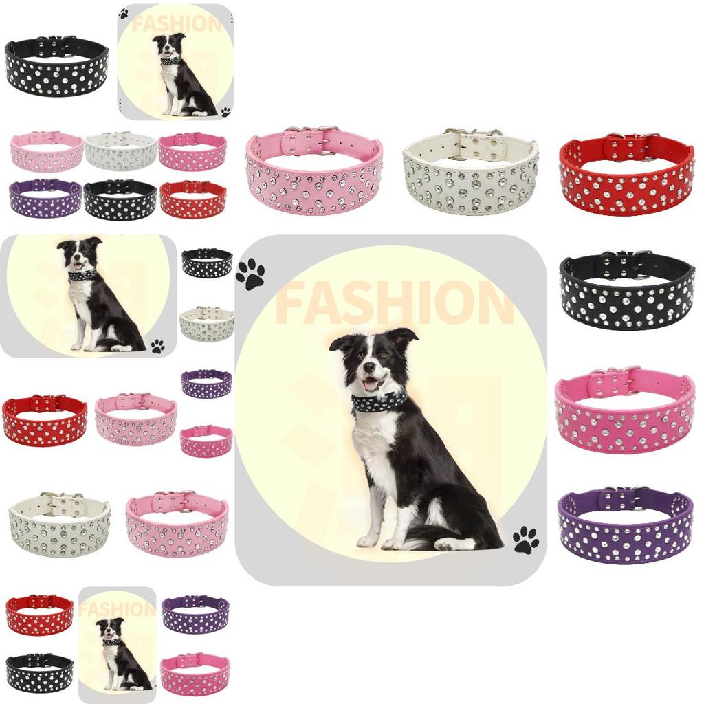 Stylish And Adjustable Pet Collar Necklace With Mushroom Rivets Pu Material
