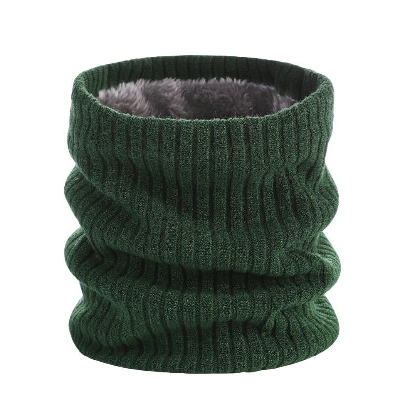 Double-layer Velvet Thickened Warm Neck Cover, Solid Color Wool Single-circle Knitted Scarf, Autumn and Winter Versatile Scarf for Men and Women