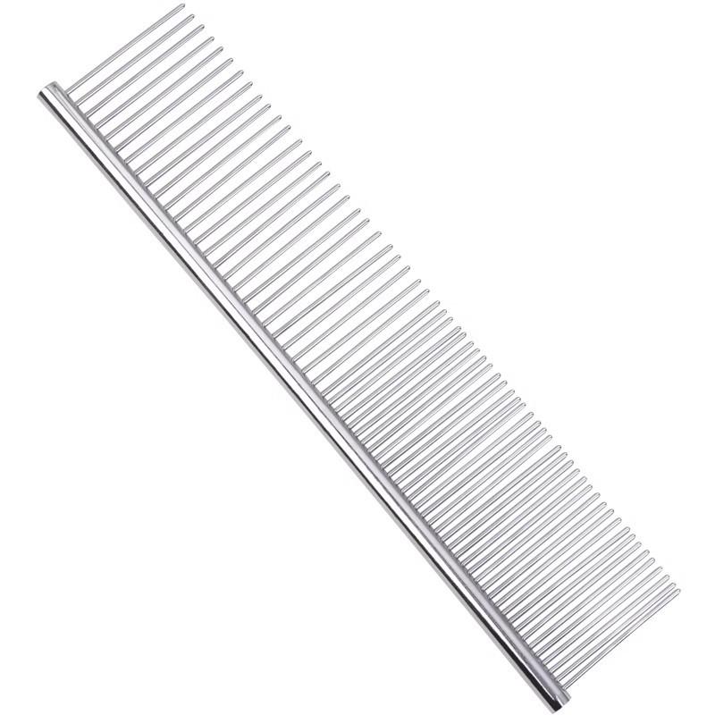 Pet Comb for Cats & Dogs - Fine Tooth Steel Grooming Comb for Knots and Straight Hair