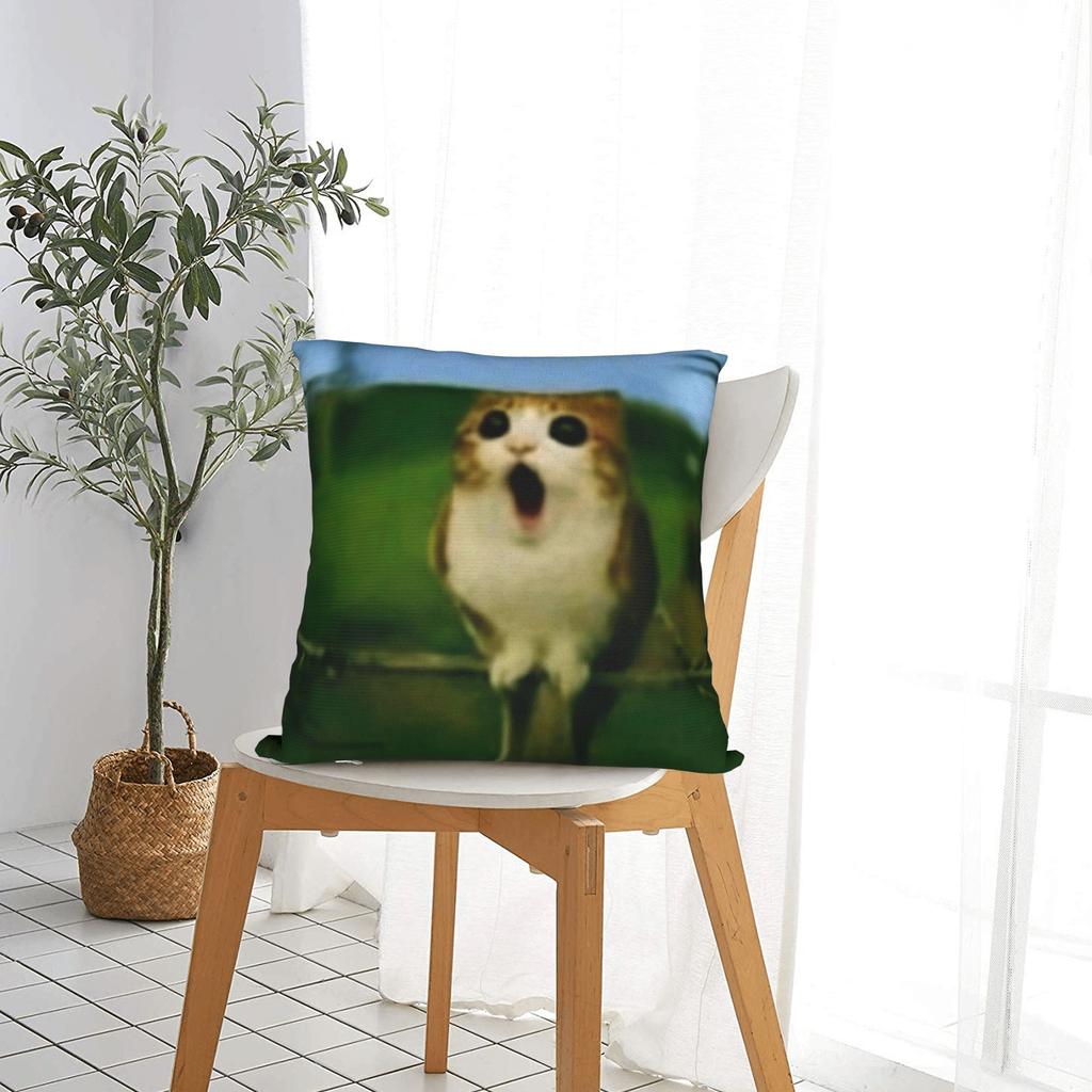 Surprised Meowl cat Owl Square Pillow Case Cushion Cover Fashion Zipper Decor Throw Pillow Case Cover for Living Room 40*40cm